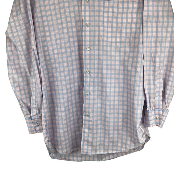 H. Stockton Mens Shirt SIze Medium Pink & Blue Checkered Long Sleeve Button-Down - Picture 5 of 9